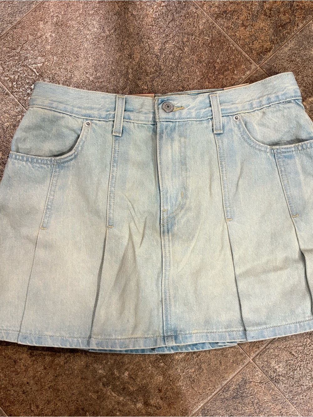 Levi's Light Blue Pleated Denim Mini Skirt